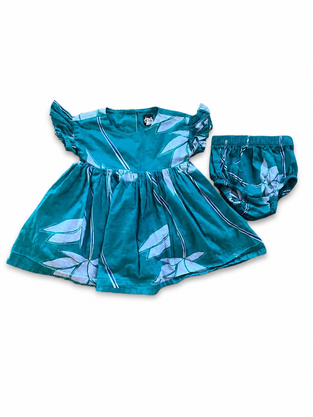 Tea Collection Teal Floral Baby Dress with Bloomer - Kids Accessories